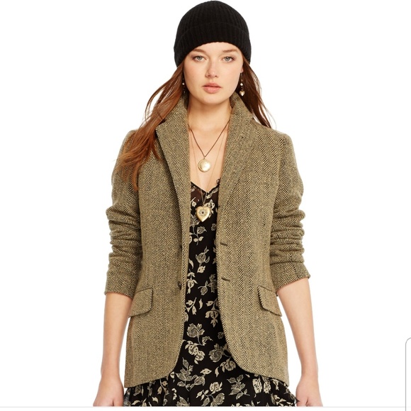 ralph lauren women's herringbone blazer